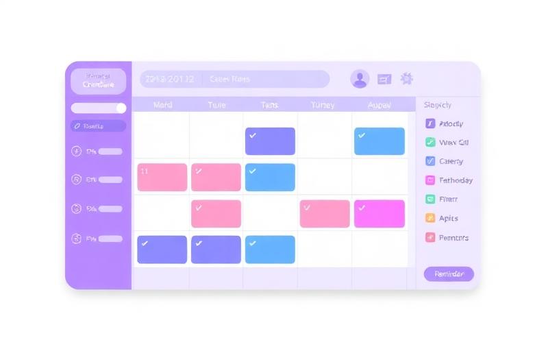 Mockup of a personal weekly scheduler with appointments and tasks.